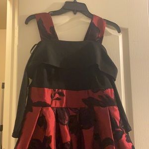 red flower pattered dress